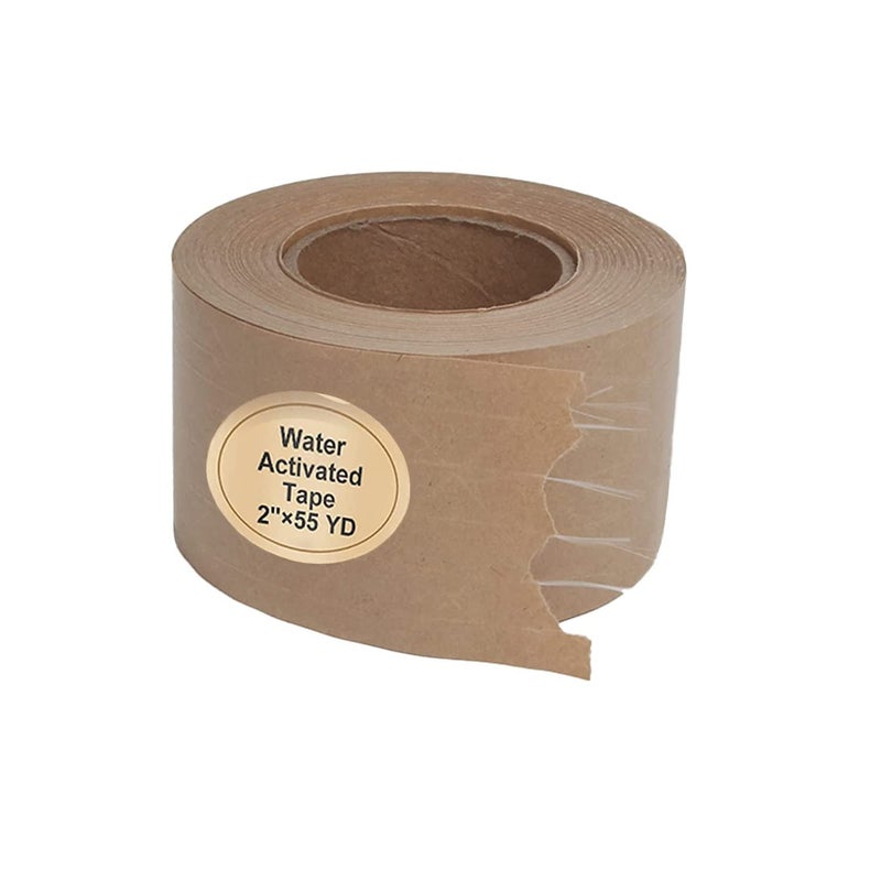 TooCust Water Activated Tape Fiber Reinforced Packing Tape Kraft Tape 2   X 165 feet Per Roll Brown Tape Gummed Paper Tape for Heavy Duty Packaging and Shipping Writable Eco-Friendly Biodegradable - Image 1